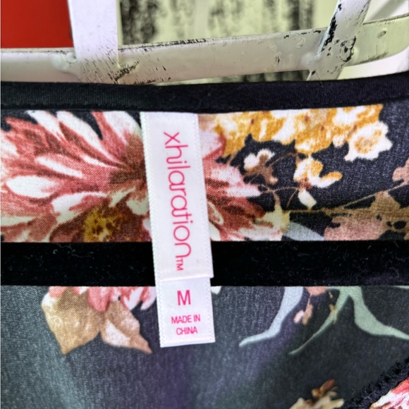 Xhilaration long Sleeve Black Floral Dress size M EUC - Picture 4 of 5